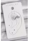 Pirinç Gümüş Renk Zirkon Taşlı Kadın Kıkırdak Küpe