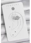 Pirinç Gümüş Renk Zirkon Taşlı Kadın Kıkırdak Model Küpe