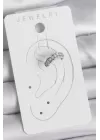 Pirinç Gümüş Renk Zirkon Taşlı Kıkırdak Model Kadın Küpe