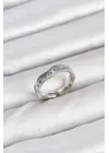 Pirinç Gümüş Renk Zirkon Taşlı Vintage Kadın Yüzük