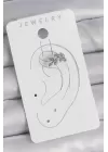 Pirinç Gümüş Renk Zirkon Taşlı Yaprak Model Kıkırdak Kadın Küpe