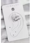 Pirinç Gümüş Renk Zirkon Taşlı Yıldız Model Kadın Kıkırdak Küpe