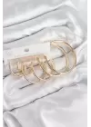 Pirinç Halka Model Gold Renk Kadın Set Küpe