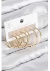 Pirinç Halka Model Gold Renk Kadın Set Küpe