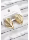 Pirinç İstiridye Model Gold Renk Kadın Küpe
