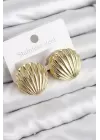 Pirinç İstiridye Model Gold Renk Kadın Küpe