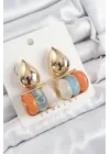 Pirinç Karışık Renk Vintage Model Kadın Küpe