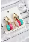 Pirinç Karışık Renk Vintage Model Kadın Küpe