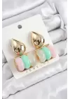 Pirinç Karışık Renk Vintage Model Kadın Küpe