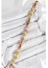 Pirinç Karışık Zirkon Taşlı Baget Model Gold Renk VIP Seri Kadın Bileklik