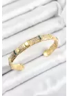 Pirinç Karışık Zirkon Taşlı Çiçek Model Gold Renk Altı Açık Kadın Bileklik