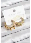Pirinç Kıvrımlı Halka Model Gold Renk Kadın Küpe