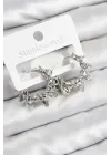 Pirinç Kıvrımlı Halka Model Gümüş Renk Kadın Küpe