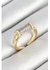 Pirinç Makara Figürlü Zirkon Taşlı Gold Renk Ayarlanabilir Kadın Yüzük