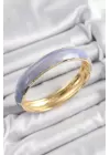 Pirinç Mavi Mor Mineli Mermer Desen Model Gold Renk Kadın Kelepçe