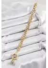Pirinç Nazar Model Zirkon Taşlı Gold Renk VİP Seri Kadın Bileklik