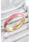 Pirinç Pembe Mineli Mermer Desen Model Gold Renk Kadın Kelepçe