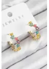 Pirinç Renkli Papatya Model Gold Renk Kadın Küpe