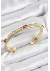 Pirinç Renkli Zirkon Taşlı Vintage Model Gold Renk Kadın Kelepçe