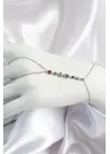 Pirinç Renkli Zirkon Taşlı Y Model Gümüş Renk Kadın Şahmeran