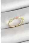 Pirinç Sıralı Boncuk Figürlü Zirkon Taşlı Gold Renk Ayarlanabilir Kadın Yüzük