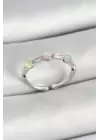 Pirinç Sıralı Boncuk Figürlü Zirkon Taşlı Gümüş Renk Ayarlanabilir Kadın Yüzük