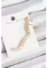 Pirinç Su Yolu Model Gold Renk Sağ Kıkırdak Küpe