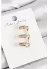 Pirinç Su Yolu Model Gold Renk Sağ Kıkırdak Küpe
