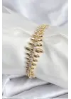 Pirinç VIP Seri Gold Renk Sıralı Damla Model Kadın Bileklik