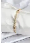 Pirinç VIP Seri Gold Renk Sıralı Damla Model Kadın Bileklik