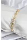 Pirinç VIP Seri Gold Renk Sıralı Kalp Model Kadın Bileklik