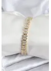 Pirinç VIP Seri Gold Renk Zirkon Taşlı Kadın Bileklik