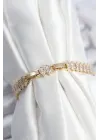 Pirinç VIP Seri Gold Renk Zirkon Taşlı Kadın Bileklik