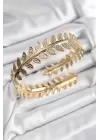 Pirinç Yaprak Model Gold Renk Kadın Pazu Bileklik