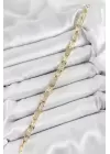 Pirinç Zincir Model Zirkon Taşlı Gold Renk VİP Seri Kadın Bileklik