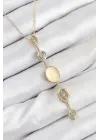 Pirinç Zincir Sarı Gold Renk Zirkon Taşlı Y Kolye