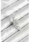 Pirinç Zirkon Taş Kaplamalı Gümüş Renk Kadın Sağ Kıkırdak Küpe