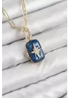 Pirinç Zirkon Taşlı Açılabilir Kutup Yıldızı Model Gold Renk Kadın Kolye