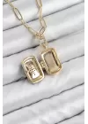 Pirinç Zirkon Taşlı Açılabilir Kutup Yıldızı Model Gold Renk Kadın Kolye