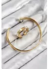 Pirinç Zirkon Taşlı Ayrık Model Gold Renk Bileklik Yüzük Set