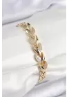 Pirinç Zirkon Taşlı Balık Kuyruğu Model Gold Renk Kadın Bileklik