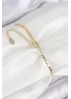 Pirinç Zirkon Taşlı Boncuk Model Ezme Zincir Gold Renk Kadın Bileklik