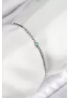 Pirinç Zirkon Taşlı Boncuk Model Ezme Zincir Gümüş Renk Kadın Bileklik