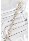 Pirinç Zirkon Taşlı Daire Baget Model Gold Renk VIP Seri Kadın Bileklik