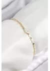 Pirinç Zirkon Taşlı Damla Model Ezme Zincir Gold Renk Kadın Bileklik