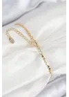 Pirinç Zirkon Taşlı Damla Model Ezme Zincir Gold Renk Kadın Bileklik