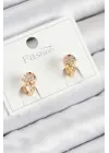 Pirinç Zirkon Taşlı Dondurma Model Gold Renk Çocuk Küpe