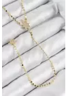 Pirinç Zirkon Taşlı Ezme Zincirli Kutup Yıldızı Model Gold Renk Y Kolye