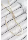Pirinç Zirkon Taşlı Ezme Zincirli Model Gold Renk Y Kolye