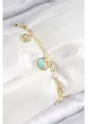 Pirinç Zirkon Taşlı İstiridye Model Gold Renk Kadın Bileklik